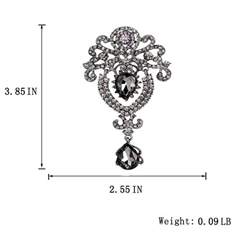 seven wolves Women Crystal Bouquet Brooch Pin All-Match Accessories Rhinestone Brooches and Pins - color: Grey B