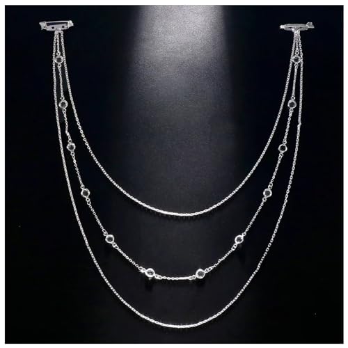Elegant Multi Layered Rhinestone Back Chain Jewelry Crystal Bridal Back Necklace Chain Sexy Bikini Rhinestone Shoulder Chain Wedding Backdrop Jewelry for Women - color: Silver