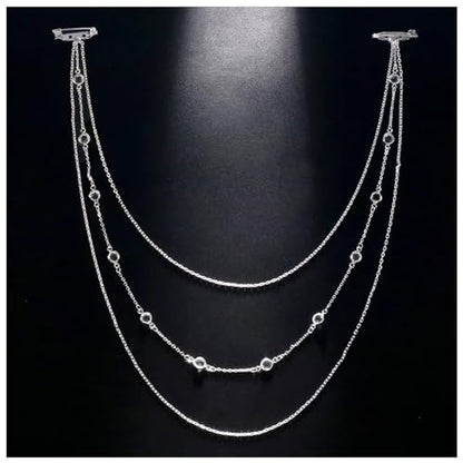 Elegant Multi Layered Rhinestone Back Chain Jewelry Crystal Bridal Back Necklace Chain Sexy Bikini Rhinestone Shoulder Chain Wedding Backdrop Jewelry for Women - color: Silver