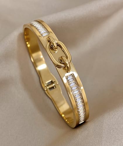 hotoo Gold Plated Bangle Bracelet for Women - style: Clasp