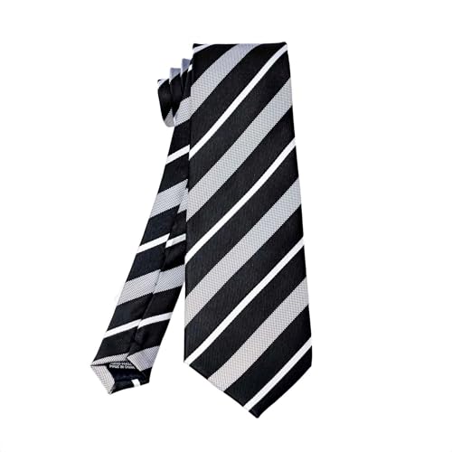 5PCS Mens Silk Tie, Pocket Square, Cufflinks, Drilled Tie Ring and Lapel Pin Set for Wedding Groom Party - color: Black White Tie Set -242
