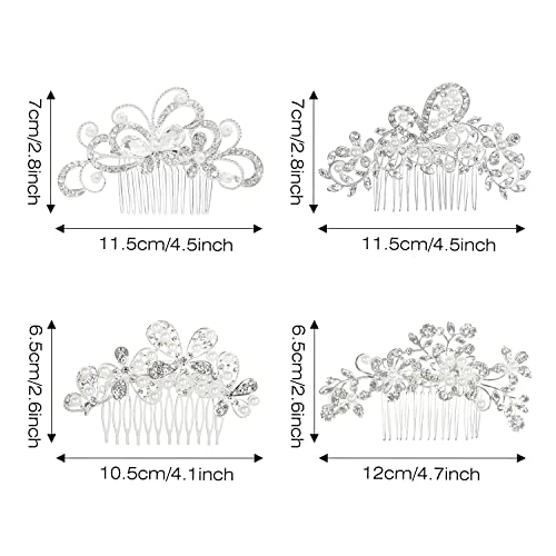 Cinaci 36 Pack Sparkly Silver Rhinestone Pearl Flower Butterfly Bridal Hair Side Combs+U-shaped & Twist Crystal Hair Pins Clips Wedding Headpieces Prom Accessories for Women Girls Brides Bridesmaids