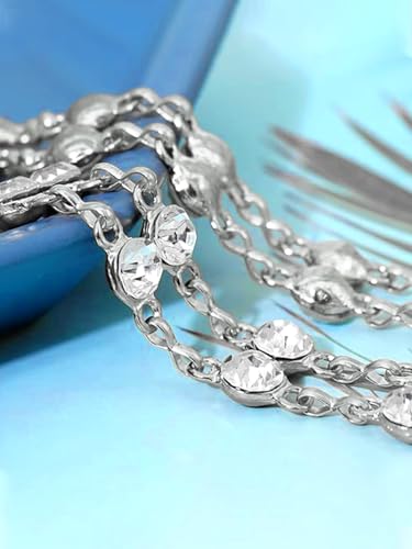 Women Rhinestone Crystal Waist Belts for Dress Adjustable Ladies Metal Chain Belts - size: 105CM/41.3IN, style: Silver-B