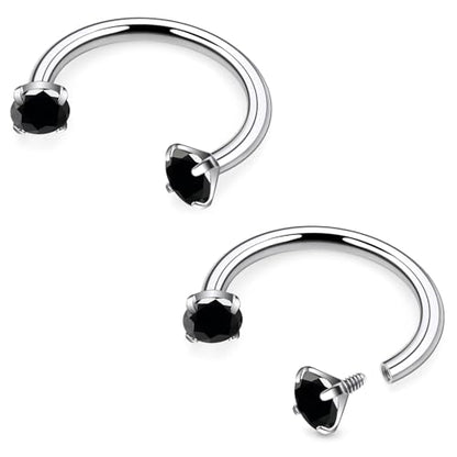 16G F136 Titanium Internal Thread Horseshoe Septum Nose Ring Piercing Jewelry Circular Barbell Helix Snug Tragus Rook Daith Cartilage Earring Lip Ring Piercing Jewelry for Women Men 8MM 10MM - style: 16G, 8MM Length, Black CZ