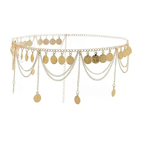 idealway Vintage Waist Chain Hollow Carving Rhinestone Crystal Body Chain Summer Beach Body Waist Chain Jewelry - color: New Gold A