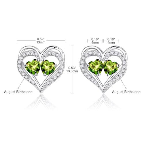 Iefil Birthstone Earrings for Women - 925 Sterling Silver Birthstone Earrings, Anniversary Birthday Gifts for Women Wife Girlfriend Mom - color: 08-08-Aug-Aug Birthstone