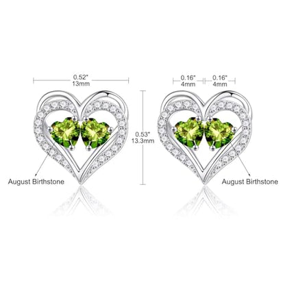 Iefil Birthstone Earrings for Women - 925 Sterling Silver Birthstone Earrings, Anniversary Birthday Gifts for Women Wife Girlfriend Mom - color: 08-08-Aug-Aug Birthstone