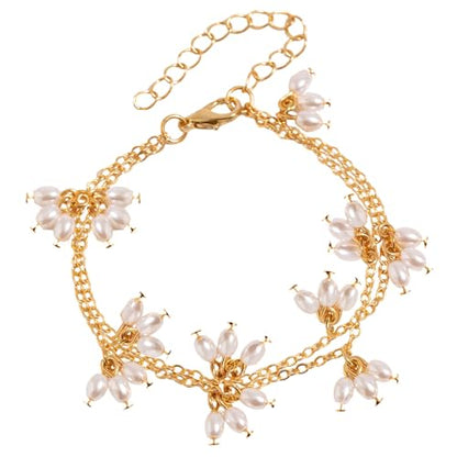 Dainty Prom Lariat Necklace 14k Gold Y Long Pearl Necklaces for Women Costume Accessories Jewelry Gifts - color: bracelet