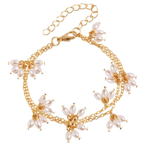 Dainty Prom Lariat Necklace 14k Gold Y Long Pearl Necklaces for Women Costume Accessories Jewelry Gifts - color: bracelet