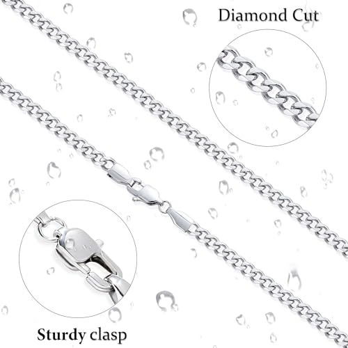 Fiusem 3.5mm Cuban Link Chains for Men, Silver Tone/Black/14K Gold Plated Stainless Steel Necklace Chain, Mens Necklace 16, 18, 20, 22, 24, 26, 28 Inch - size: 28 inches, style: a.3.5mm width-steel