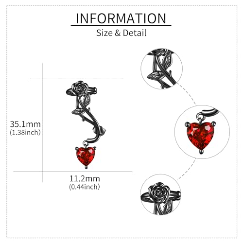 Ear Climbers Earrings for Women Sterling Silver Vintage Ear Crawler Earrings Jewelry Gifts for Women - style: black rose
