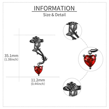 Ear Climbers Earrings for Women Sterling Silver Vintage Ear Crawler Earrings Jewelry Gifts for Women - style: black rose
