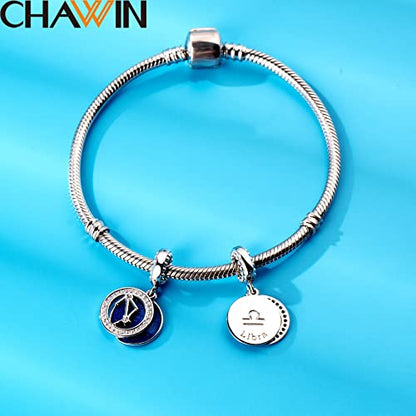 Zodiac Sign Charms for Charm Bracelets - 925 Sterling Silver Necklace Pendants, 12 Constellation/Horoscope Star Dangle - Dangling Birthstone Beads, Birthday Gifts for Women/Men. - color: Libra (9.23～10.22)