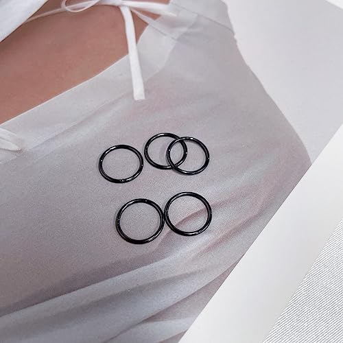 5Pcs Stainless Steel 16G 18G Sleeper Hoop Earrings for Women Men Septum Hinged Clicker Nose Lip Ring Helix Daith Cartilage Tragus Piercings Tiny Small Huggie Hoops Hypoallergenic Sensitive Ears Jewelry - style: 10mm in black 18G