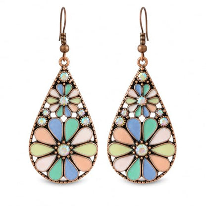 Colorful Green Teardrop Earrings for Women - Bohemian Style Enamel Dangle Earrings Lightweight Fashion Jewelry for Daily/Wedding/Party - color: Purple