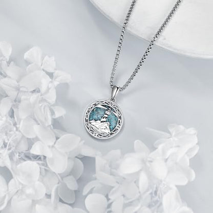 ONEFINITY Lighthouse Necklace for Women Sterling Silver Lighthouse Pendant Necklace Birthday Jewelry Gift for Women - color: Turquoise Compass lighthouse
