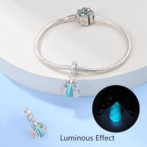 LNQOBU 925 Sterling Silver Charms Color-changing Chameleon Dangle Charm Beads Glow in the Dark Charme fits Pandora Bracelets and Necklace Jewelry Gift for Women - style: Glow in the dark 1724