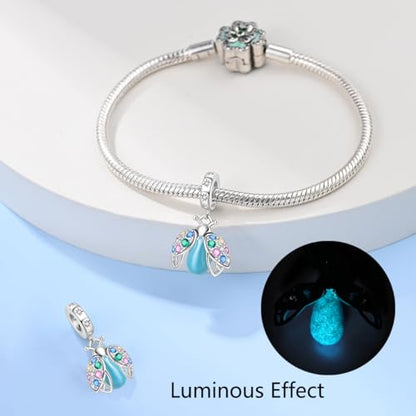 LNQOBU 925 Sterling Silver Charms Color-changing Chameleon Dangle Charm Beads Glow in the Dark Charme fits Pandora Bracelets and Necklace Jewelry Gift for Women - style: Glow in the dark 1724