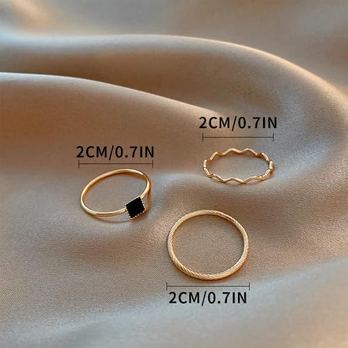 Adjustable Golden/Silver Plated Stacking Rings Set for Women,Vintage Stackable Joint Finger Midi Rings Dainty CZ Pearl Simple Twist Hollow Cute Rings Pack Jewelry Gift