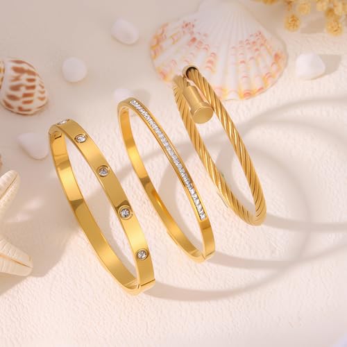 Camhanno Stackable Silver Bracelets for Women Stainless Steel Love & Friendship Bangle, Mothers Day Valentines Birthday Christmas Jewelry Gifts for Mom Her Wife Grandma - style: Style 1