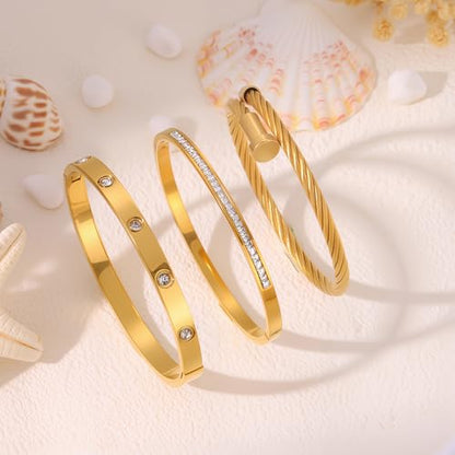 Camhanno Stackable Silver Bracelets for Women Stainless Steel Love & Friendship Bangle, Mothers Day Valentines Birthday Christmas Jewelry Gifts for Mom Her Wife Grandma - style: Style 1