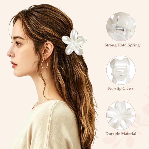 6 Pcs Flower Hair Claw Clips for Women, Hawaiian Flower Hair Clips, Cute Summer Beach Vacation Hair Accessories - color: Tortoise Shell