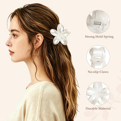 6 Pcs Flower Hair Claw Clips for Women, Hawaiian Flower Hair Clips, Cute Summer Beach Vacation Hair Accessories - color: Tortoise Shell