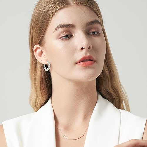 JSGEMSLEE Hypoallergenic Cubic Zirconia Hoop Earrings for Women 925 Sterling Silver Huggie Hoops Earrings CZ Earrings Jewelry Gifts - color: 20mm Hoop