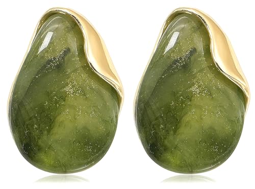 Acrylic Earrings for Women Irregular Resin Drop Earrings Metal Waterdrop Earring - color: Green