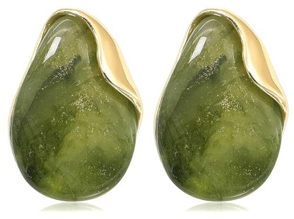 Acrylic Earrings for Women Irregular Resin Drop Earrings Metal Waterdrop Earring - color: Green