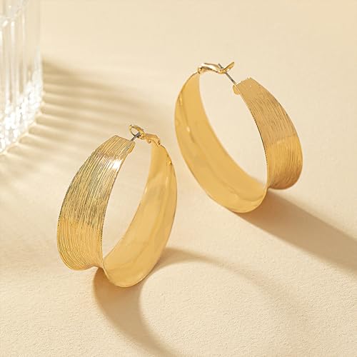 Large Gold Hoop Earrings Lightweight big Earrings for Women Silver Chunky Earrings Big Hoop Earrings for Wedding 70s Jewelry