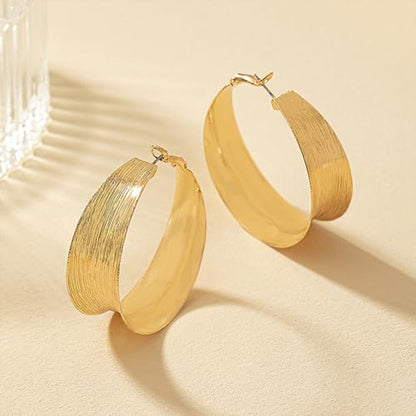 Large Gold Hoop Earrings Lightweight big Earrings for Women Silver Chunky Earrings Big Hoop Earrings for Wedding 70s Jewelry