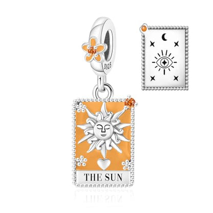 925 Sterling Silver Dangle Charm Fit Women Bracelet And Necklaces Jewelry | Medallion Pendants Beads Jewelry Charms for Women Fashion Gift Family Friends Mother's Day - color: Tarot Cards Sun Dangle Charm M1411