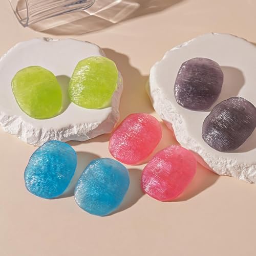 Trendy Resin Acrylic Statement Earrings for Women Chunky Geometric Round Drop Stud Styles Fashionable Modern Lightweight Dangle Earring Set - color: D:Gray