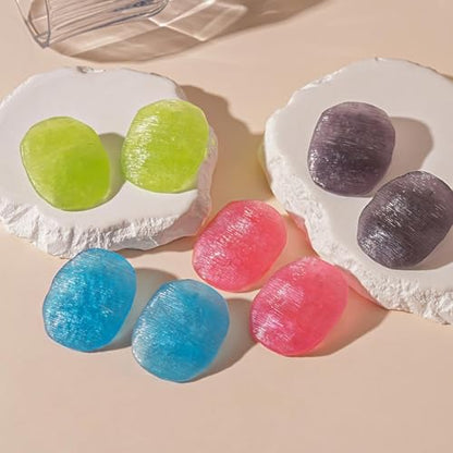 Trendy Resin Acrylic Statement Earrings for Women Chunky Geometric Round Drop Stud Styles Fashionable Modern Lightweight Dangle Earring Set - color: D:Gray