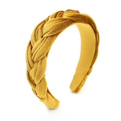 Yellow Headbands for Women Braided Headbands Velvet Padded Hairbands Cute Hair Accessories for Women Girl - color: Yellow