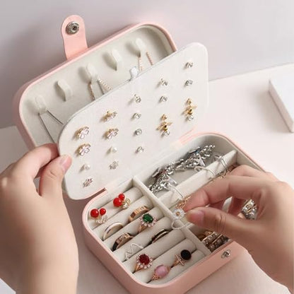 Personalized Jewelry Box Gifts for Women Custom Travel Jewelry Case Organization Leather Customized Birthday Anniversary Bridesmaid Gifts - color: 002-Pink-Flower
