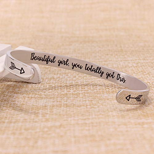 Btysun Bracelets for Women Mothers Day Bracelet Gifts from Daughter Inspirational Gifts for Women Graduation Gifts for Her Motivational Birthday Cuff Bangle Friendship Personalized Mantra Jewelry… - style: Beautiful girl you totally got this