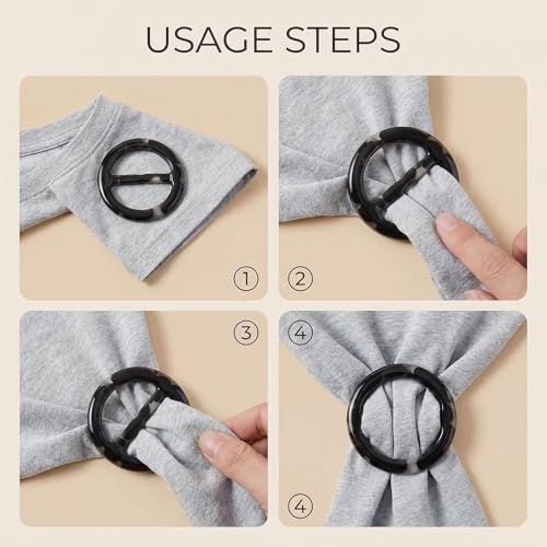 6PCS 2inch Women Lady Plastic Round Circle Scarf Ring Clips Scarves Buckle Silk Clasp Clothing Ring Wrap Holder for Silk Neckerchief Clothing T-Shirt(Black White Mixed)