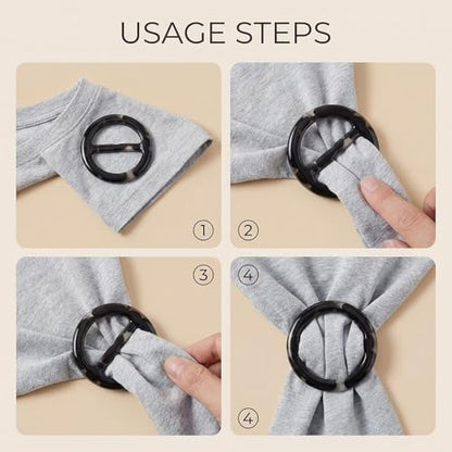6PCS 2inch Women Lady Plastic Round Circle Scarf Ring Clips Scarves Buckle Silk Clasp Clothing Ring Wrap Holder for Silk Neckerchief Clothing T-Shirt(Black White Mixed)