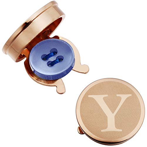 HAWSON Men's Letter Initial Button Cover Cufflinks Letter Rose Gold/Silver Suitable for Formal Business Shirt Letter A-Z - color: Rose Gold Color - Y