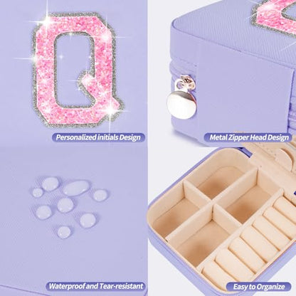 Uygafly Gifts for Teen Girl Trendy Stuff,Birthday Gift for 5 6 7 8 9 10 11 12 13 14 15 Year Old Girls,Cute Travel Jewelry Case Small Box | Lavender,Q - color: Lavender, style: Q