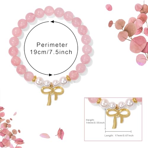 Healing Bracelet For Women Anxiety Beaded Bracelets Jewelry Healing Stone Crystal Bracelet Stress Relief Yoga Beads Chakra Bracelets Gifts For Women pink - color: Rose Quartz-2