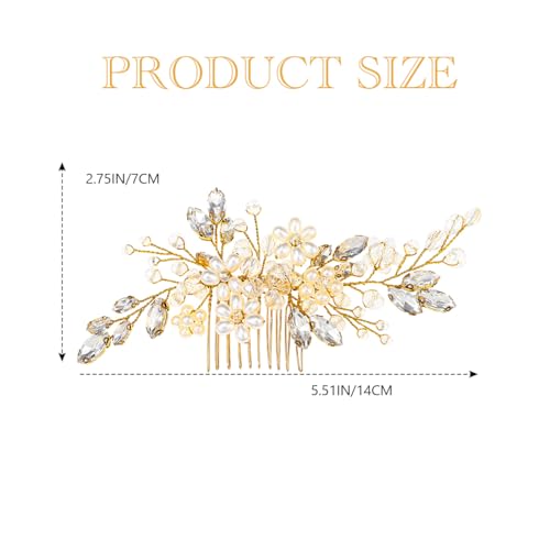 JAKAWIN Wedding Hair Accessories Bridal Hair Pieces Pearl Hair Comb | Rhinestone Bride Prom Hairpiece for Women - color: B Gold