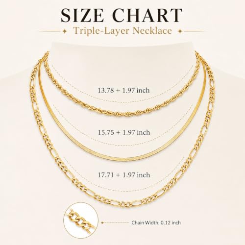 Gold Neklace Stack Dainty Gold Herringbone Necklace for Women Layered Paperclip Chain Necklaces Rhinestone Drop Simple Jewelry Gifts for Women - color: A8:3pcs