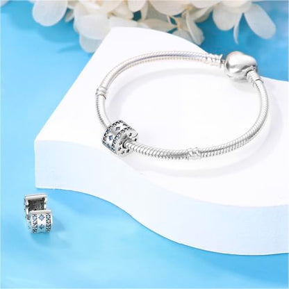 925 Sterling Silver Stopper Clip Charms for Bracelet Necklace Spacer Beads with 5A Cubic Zirconia Mother's Day Christmas DIY Gift for Women(2PCS) - style: Blue star