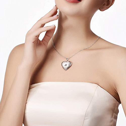 YOUFENG Locket Necklace that Holds Pictures Initial Alphabet A-Z Letter Pendant Necklace Platinum Plated Gifts for Women - style: P