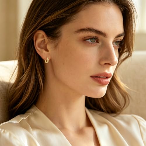 14K Gold Hoop Earrings for Women Thick Large Earrings Lightweight | Gold Plated Huggie Earrings for Women Hypoallergenic (with Gift Box) - color: Celtic-25MM