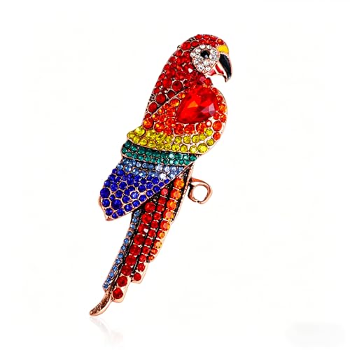 Dainty CZ Parrot Brooch for Women Men Cute Colorful Rhinestone Crystal Bird Animal Lapel Pins for Dress Hat Bag Suit Tie Wedding Holiday Accessories Jewelry