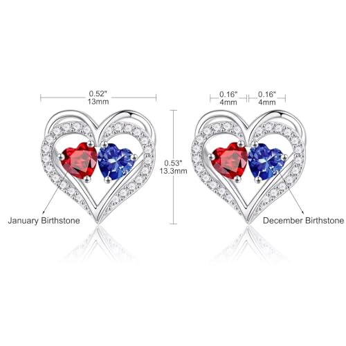 Iefil Birthstone Earrings for Women - 925 Sterling Silver Birthstone Earrings, Anniversary Birthday Gifts for Women Wife Girlfriend Mom - color: 01-12-Jan-Dec Birthstone